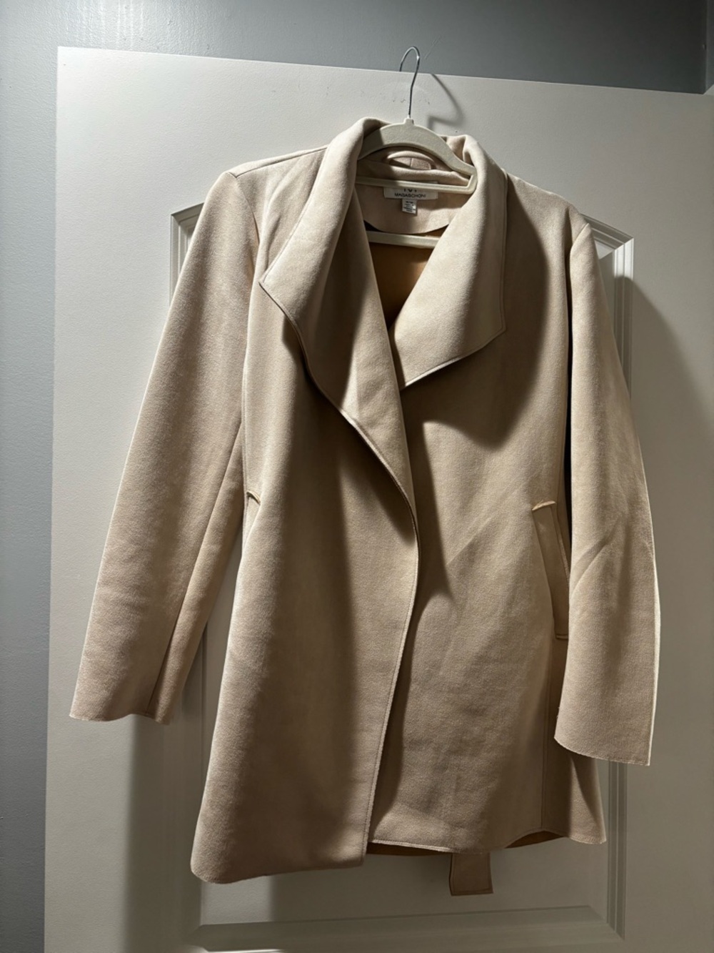 Magaschoni Cream Draped Collar Trench Coat